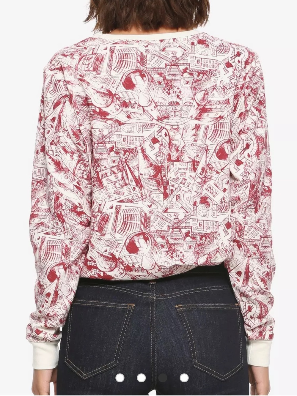 Harry Potter Warner Bros Red/White Long-Sleeve Top Hogwarts Graphic Print Size M - Picture 2 of 6